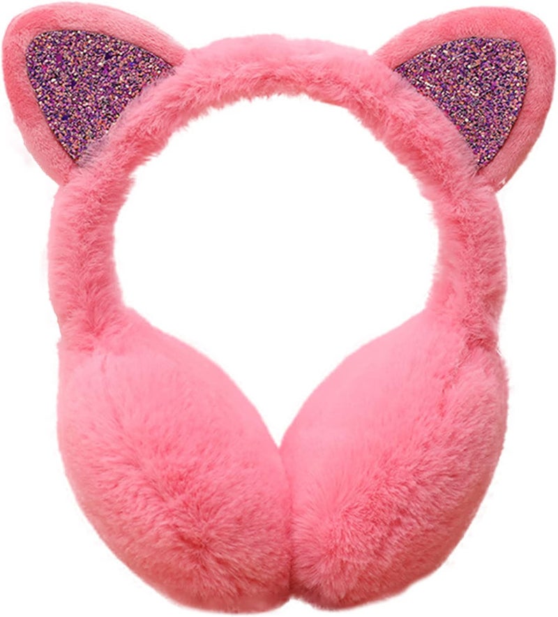 CHUANGLI Winter Warm Cat Ear Muffs for Women Girls Cute Catear Earmuff Ladies Headband Faux Fur Earmuffs Plush Ear Warmers - Image 1